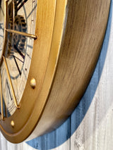 80 cm große Vintage gold RIO Wanduhr mit Animation Zählwerk Zahnrad Wand Uhr