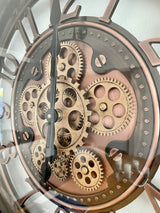 Wanduhr Zahnrad Berlin Zählwerk Animation Kupfer 55 cm