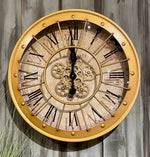 Lade das Bild in den Galerie-Viewer, 60 cm Vintage gold RIO Wanduhr mit Animation Zählwerk Zahnrad
