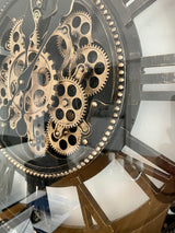 Horloge murale LYON Engrenage noir-or Métal Mouvement 60 cm