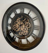 Horloge murale LYON Engrenage noir-or Métal Mouvement 60 cm