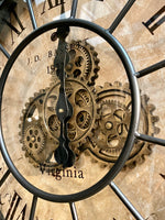 Lade das Bild in den Galerie-Viewer, Große Wanduhr Industrie Stil Zahnrad Zählwerk 60 cm Schwarz.
