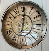 60 cm Vintage DUBLIN Wanduhr mit Animation Zählwerk Zahnrad Anthrazit Grau