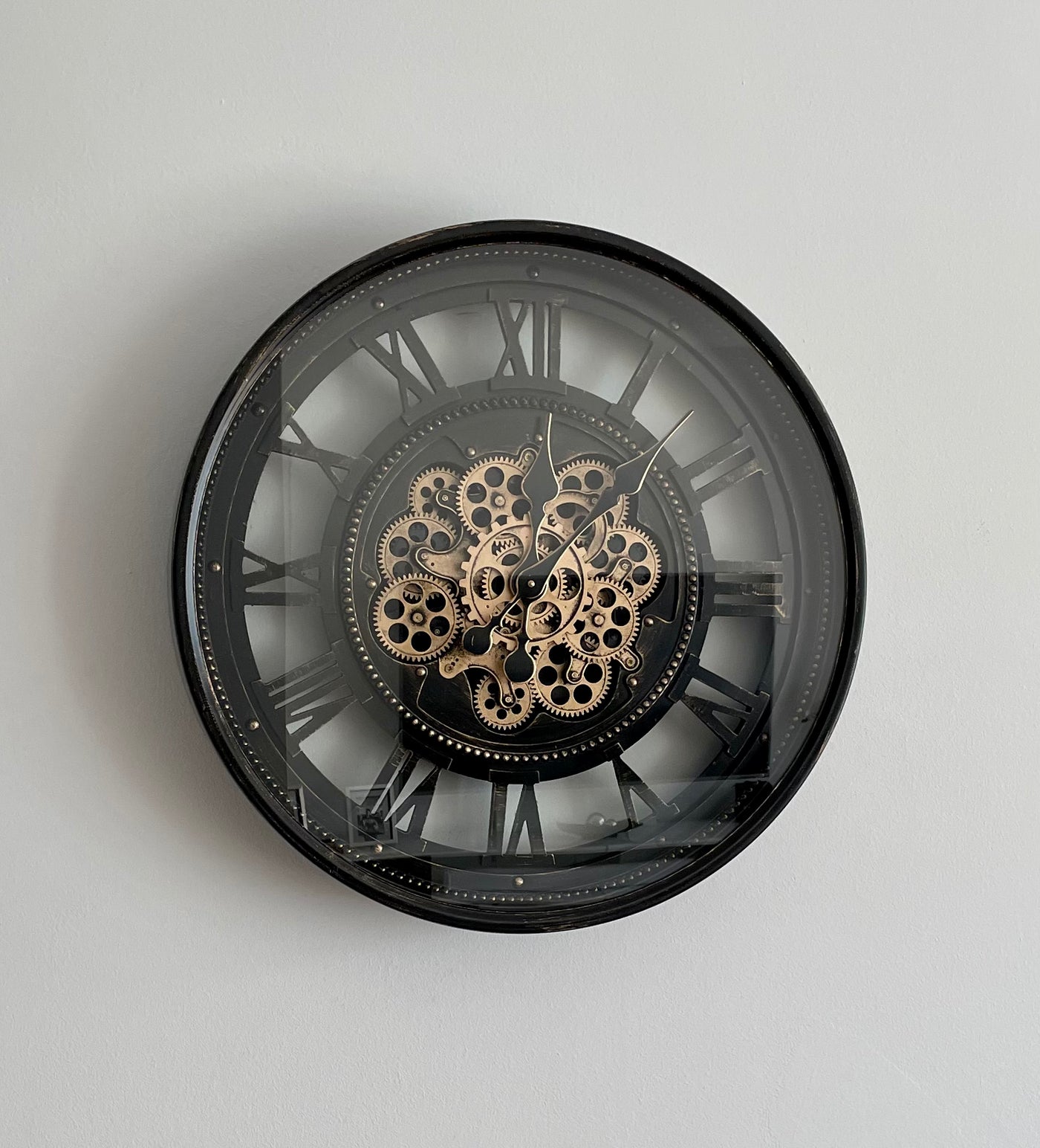 Horloge murale LYON Engrenage noir-or Métal Mouvement 60 cm