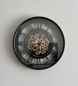 Horloge murale LYON Engrenage noir-or Métal Mouvement 60 cm