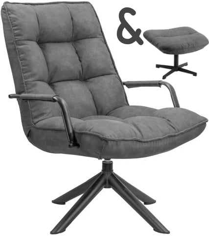 Mikrofaser Design Drehsessel mit Armlehne Besucher Chill Sessel Wohnzimmer 2 Farben