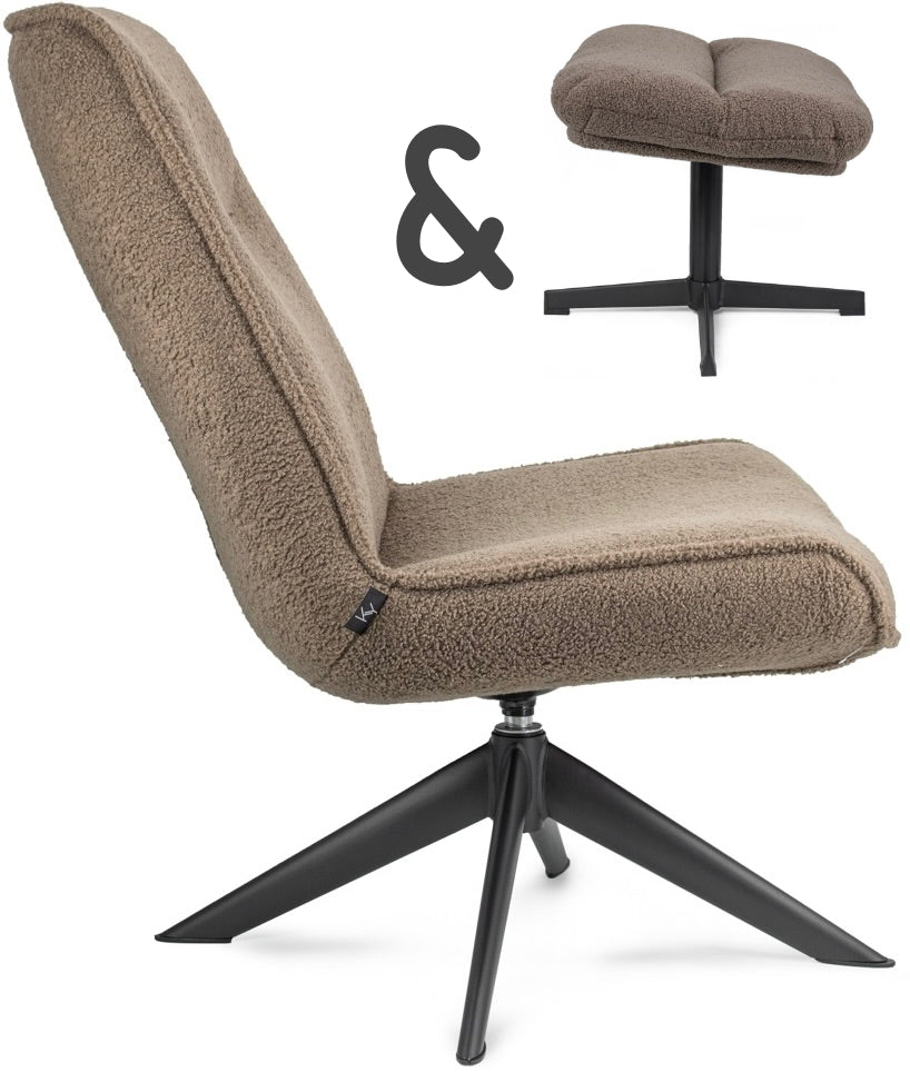 Design Drehsessel Sam Teddy Besucher Chill Sessel Wohnzimmer 5 Farben & Hocker