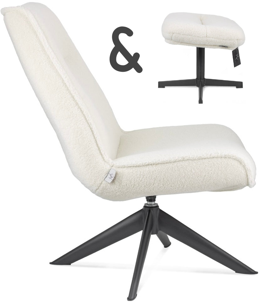 Design Drehsessel Sam Teddy Besucher Chill Sessel Wohnzimmer 5 Farben & Hocker