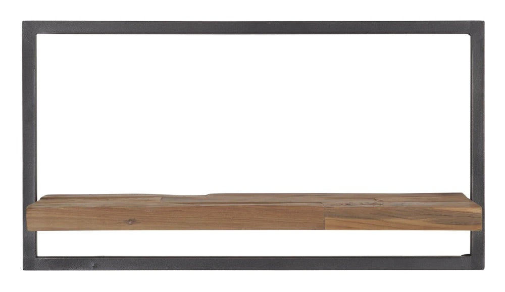 SHELFMATE Typ A Wandregal Industrial Möbel Teakholz Metall schwarz Blankstahl Hängeregal Industrie Stil Regal Used Look Teak Holz