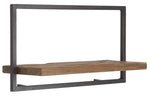Lade das Bild in den Galerie-Viewer, SHELFMATE Typ A Wandregal Industrial Möbel Teakholz Metall schwarz Blankstahl Hängeregal Industrie Stil Regal Used Look Teak Holz
