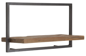 SHELFMATE Typ A Wandregal Industrial Möbel Teakholz Metall schwarz Blankstahl Hängeregal Industrie Stil Regal Used Look Teak Holz
