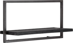 BLACK SHELFMATE Typ A schwarz Wandregal Industrial Möbel Teakholz Metall Blankstahl Hängeregal Industrie Stil Regal Used Look Teak Holz