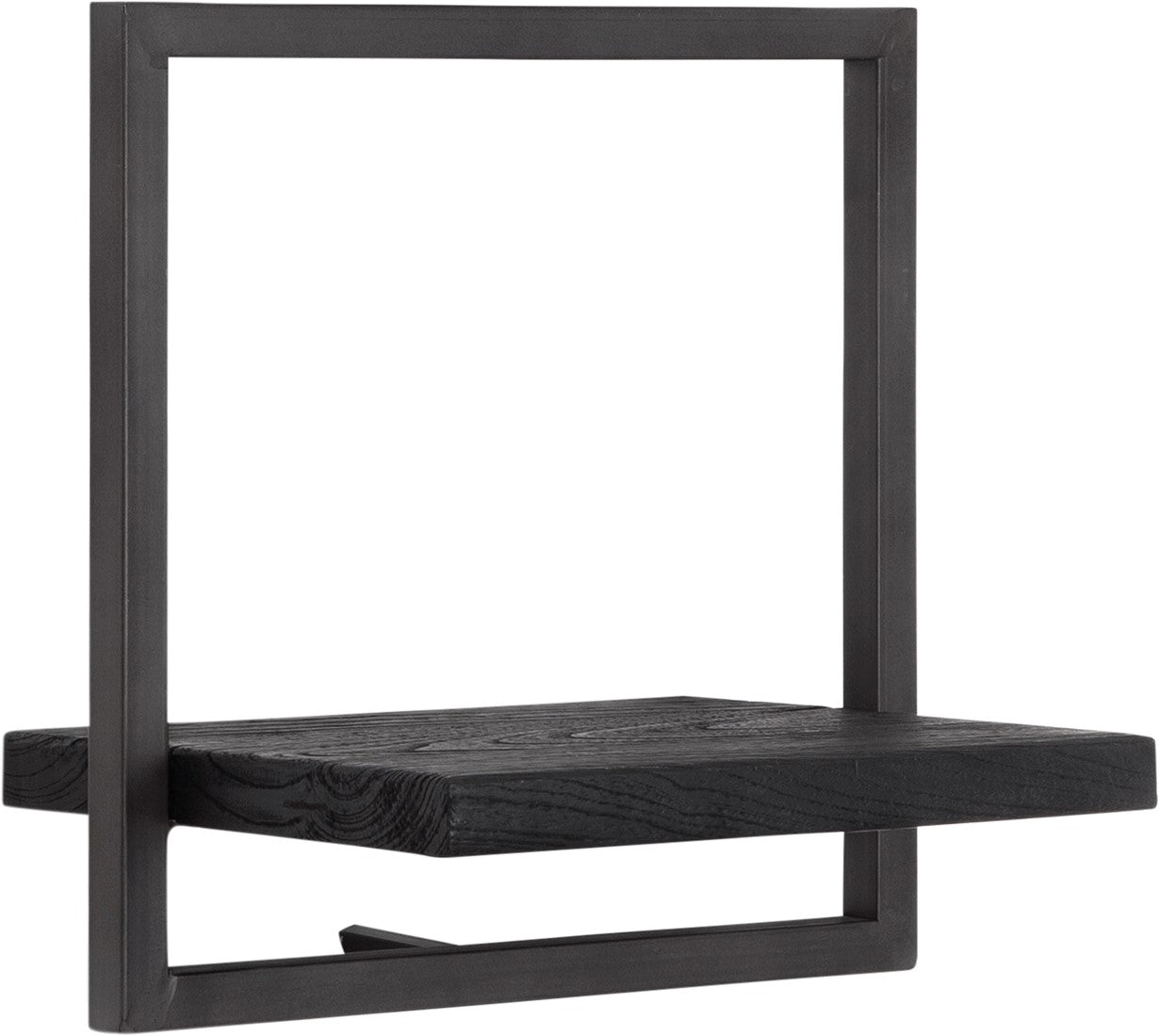 BLACK SHELFMATE Type B étagère murale noire meuble industriel teck métal acier brut étagère suspendue style industriel étagère aspect vieilli teck bois