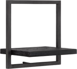 BLACK SHELFMATE Type B étagère murale noire meuble industriel teck métal acier brut étagère suspendue style industriel étagère aspect vieilli teck bois