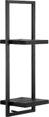 BLACK SHELFMATE Étagère murale Type D noire Meuble industriel Teck Métal Acier brut Étagère suspendue Style industriel Étagère aspect vieilli Bois de teck