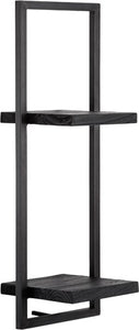 BLACK SHELFMATE Typ D Wandregal schwarz Industrial Möbel Teakholz Metall Blankstahl Hängeregal Industrie Stil Regal Used Look Teak Holz