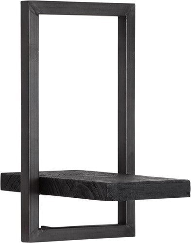 BLACK SHELFMATE Étagère murale Type E noire Meuble industriel Teck Métal Acier brut Étagère suspendue Style industriel Étagère aspect vieilli Bois de teck