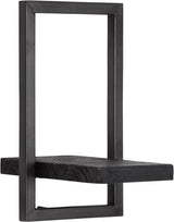 BLACK SHELFMATE Étagère murale Type E noire Meuble industriel Teck Métal Acier brut Étagère suspendue Style industriel Étagère aspect vieilli Bois de teck