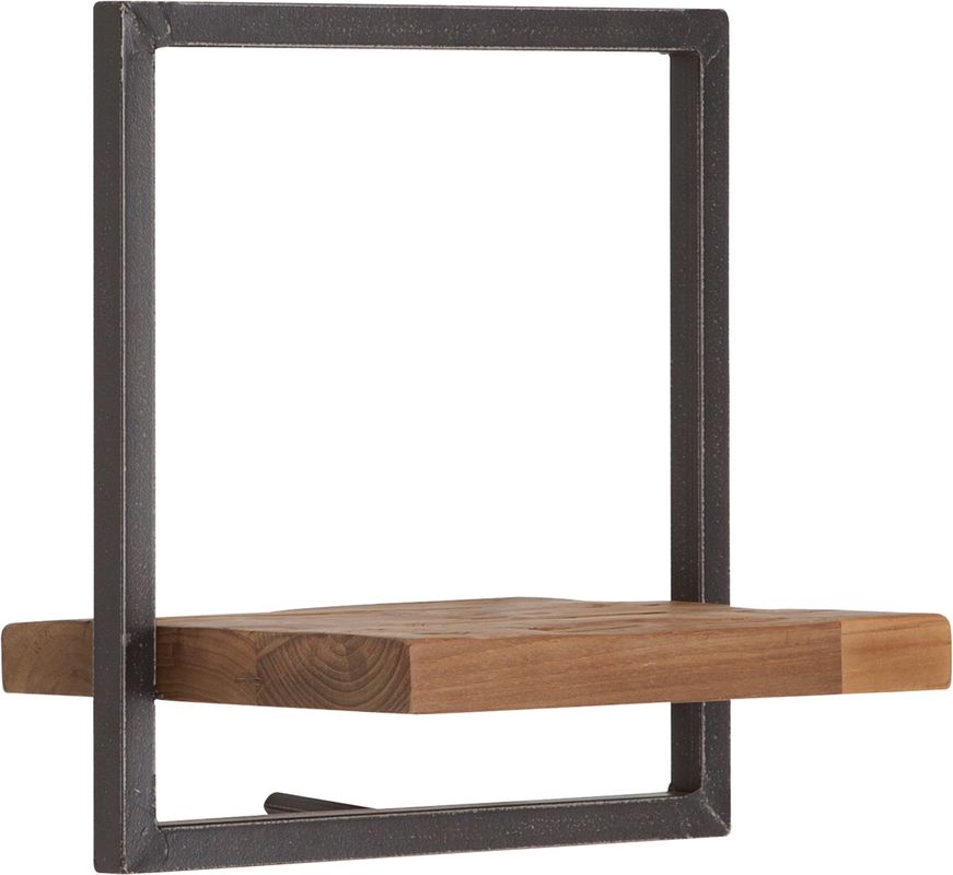 SHELFMATE Typ B Wandregal Industrial Möbel Teakholz Metall schwarz Blankstahl Hängeregal Industrie Stil Regal Used Look Teak Holz