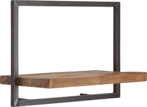 SHELFMATE Typ C Wandregal Industrial Möbel Teakholz Metall schwarz Blankstahl Hängeregal Industrie Stil Regal Used Look Teak Holz