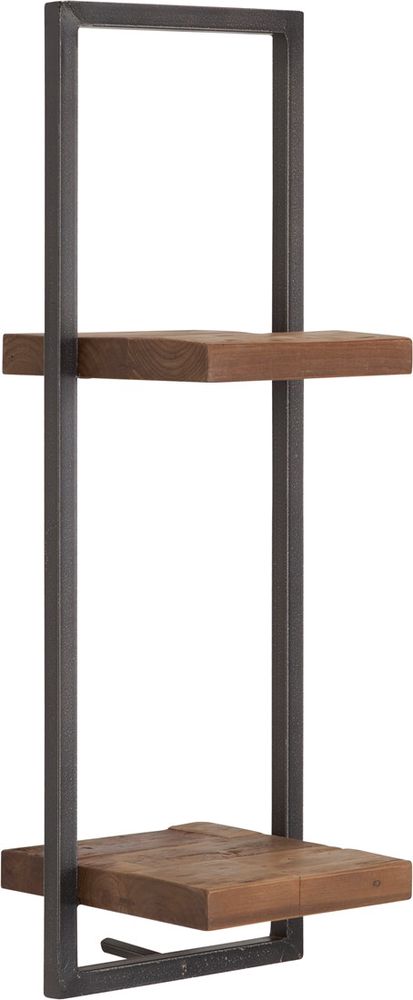 SHELFMATE Typ D Wandregal Industrial Möbel Teakholz Metall schwarz Bla — Megatische