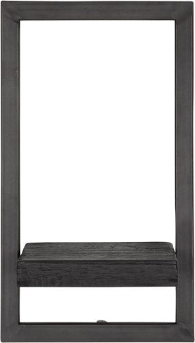 BLACK SHELFMATE Typ E Wandregal schwarz Industrial Möbel Teakholz Metall Blankstahl Hängeregal Industrie Stil Regal Used Look Teak Holz