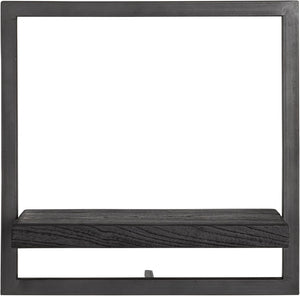 BLACK SHELFMATE Typ B schwarz Wandregal Industrial Möbel Teakholz Metall Blankstahl Hängeregal Industrie Stil Regal Used Look Teak Holz