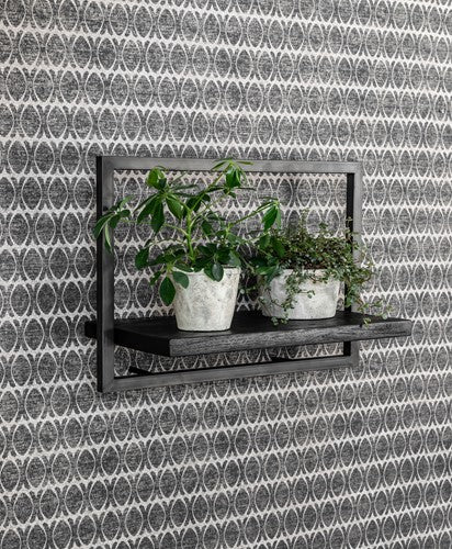 Étagère murale noire BLACK SHELFMATE Type C Meuble industriel Teck Métal Acier brut Étagère suspendue Style industriel Étagère aspect vieilli Bois de teck