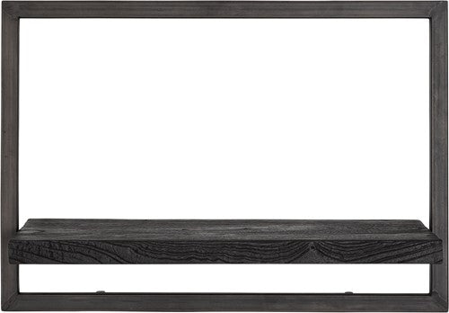 Étagère murale noire BLACK SHELFMATE Type C Meuble industriel Teck Métal Acier brut Étagère suspendue Style industriel Étagère aspect vieilli Bois de teck