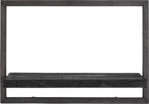 BLACK SHELFMATE Typ C Wandregal schwarz Industrial Möbel Teakholz Metall Blankstahl Hängeregal Industrie Stil Regal Used Look Teak Holz