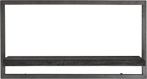BLACK SHELFMATE Typ A schwarz Wandregal Industrial Möbel Teakholz Metall Blankstahl Hängeregal Industrie Stil Regal Used Look Teak Holz