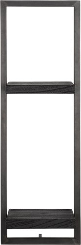 BLACK SHELFMATE Étagère murale Type D noire Meuble industriel Teck Métal Acier brut Étagère suspendue Style industriel Étagère aspect vieilli Bois de teck