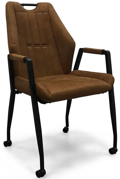 Fauteuil à roulettes Axena en microfibre en 3 couleurs Cognac marron Vert Anthracite