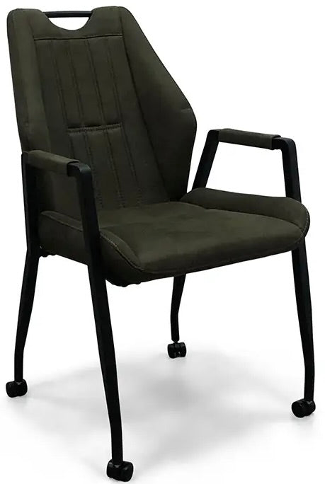 Fauteuil à roulettes Axena en microfibre en 3 couleurs Cognac marron Vert Anthracite