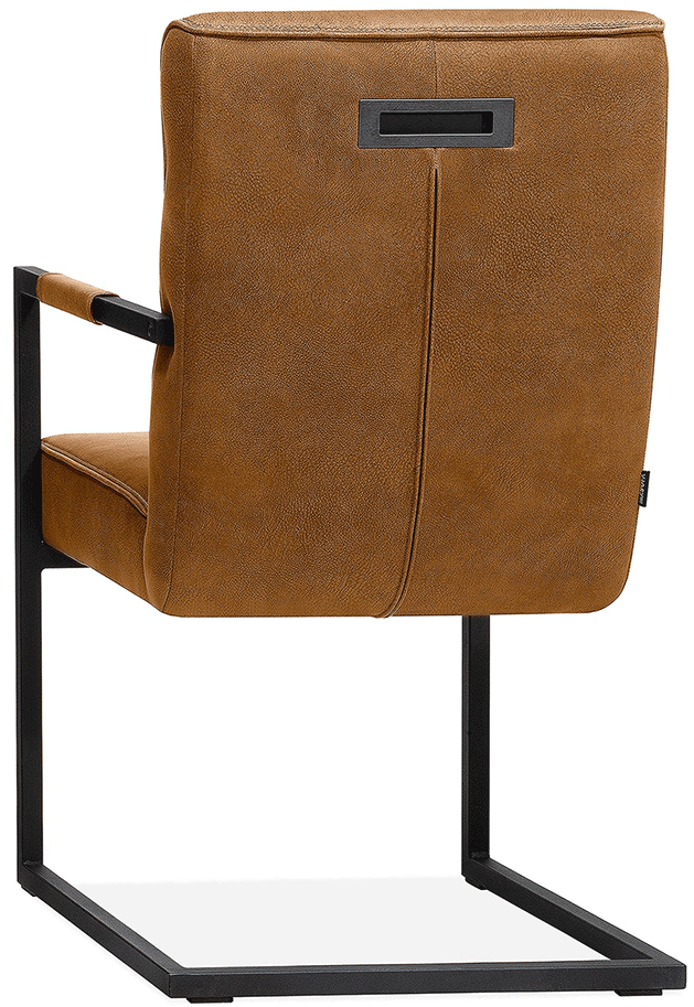 Freischwinger Armlehnenstuhl Logant Mikrofaser in 3 Farben Cognac Grün Anthrazit