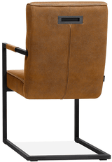Freischwinger Armlehnenstuhl Logant Mikrofaser in 3 Farben Cognac Grün Anthrazit