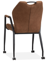 Armlehnenstuhl mit Rollen Poin Mikrofaser in 3 Farben Cognac-Braun Grün Anthrazit