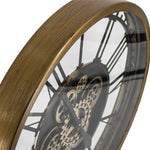 Lade das Bild in den Galerie-Viewer, Wanduhr 75 cm Industrie Vintage Stil Zahnrad Zählwerk drehend Gold / Rost - Braun
