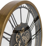 Lade das Bild in den Galerie-Viewer, Wanduhr 75 cm Industrie Vintage Stil Zahnrad Zählwerk drehend Gold / Rost - Braun
