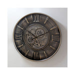 Lade das Bild in den Galerie-Viewer, Leeds 59 cm Wanduhr Zahnrad Zählwerk Animation silber grau
