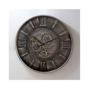 Leeds 59 cm Wanduhr Zahnrad Zählwerk Animation silber grau