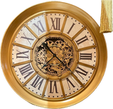 100 cm Wanduhr Zahnrad Zählwerk Animation gold Vintage weiss beige