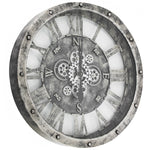 Lade das Bild in den Galerie-Viewer, 80 cm KOMPASS Wanduhr mit Zahnrad beige grau
