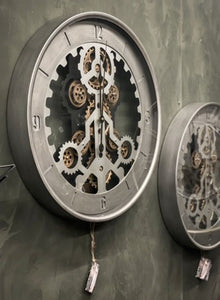 Silber Graue Industrial Wanduhr Zahnrad 60 cm Animation