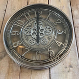 Wanduhr Zahnrad Berlin Zählwerk Animation silber grau 55 cm outdorrfähig
