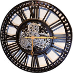 Lade das Bild in den Galerie-Viewer, 60 cm Wanduhr Xenia gold-schwarz silber Zahnrad Wand Uhr Industrial
